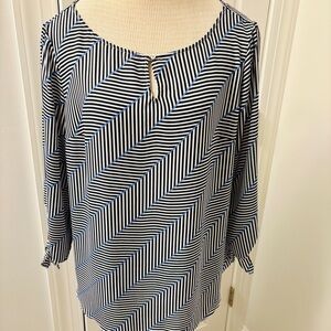 Talbots Black and White Striped Blouse